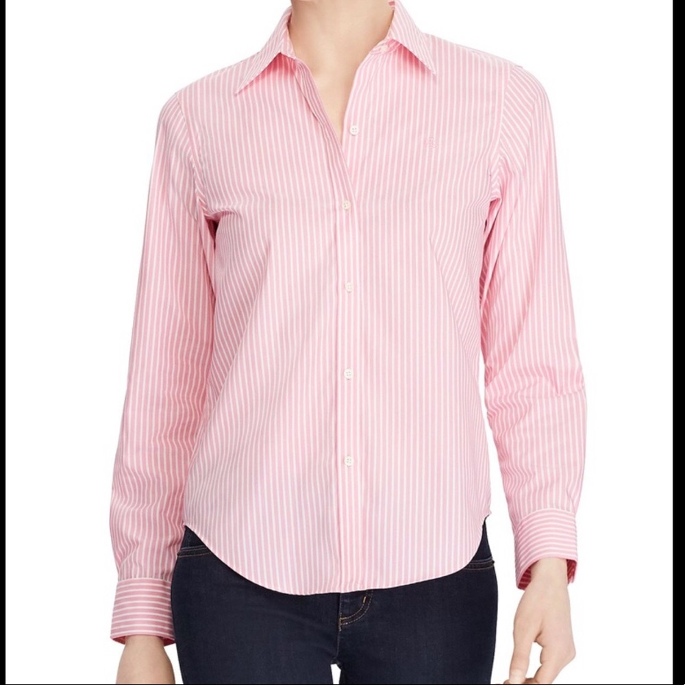NWT Lauren Ralph Lauren Pinstripe NonIron Shirt, S